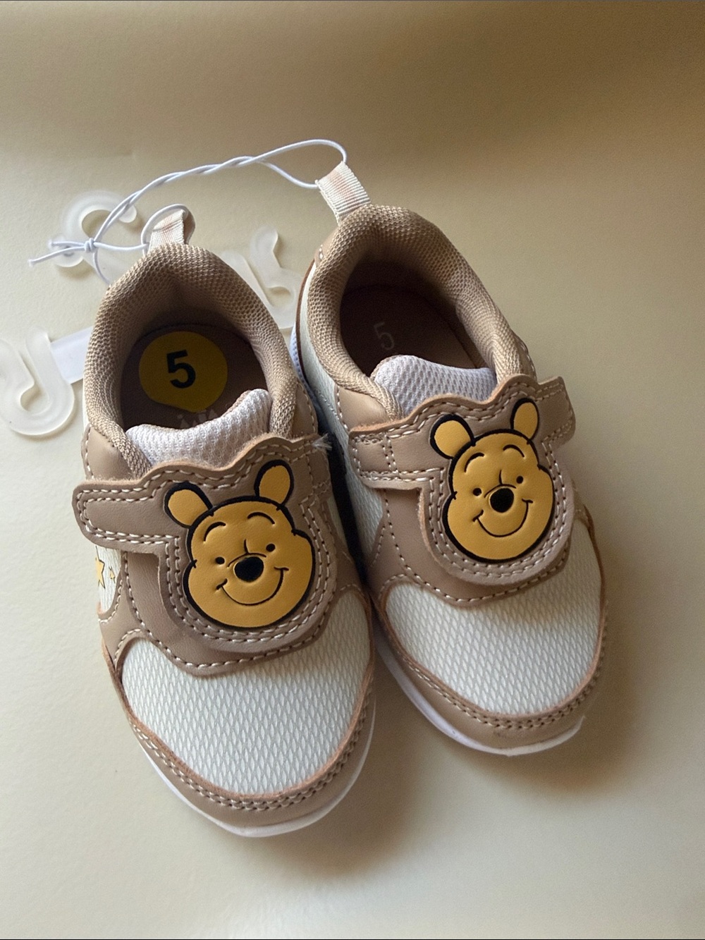Disney Beige and White Winnie the Pooh Kids Sneakers